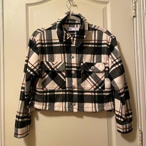 Zara Cropped Plaid Shacket